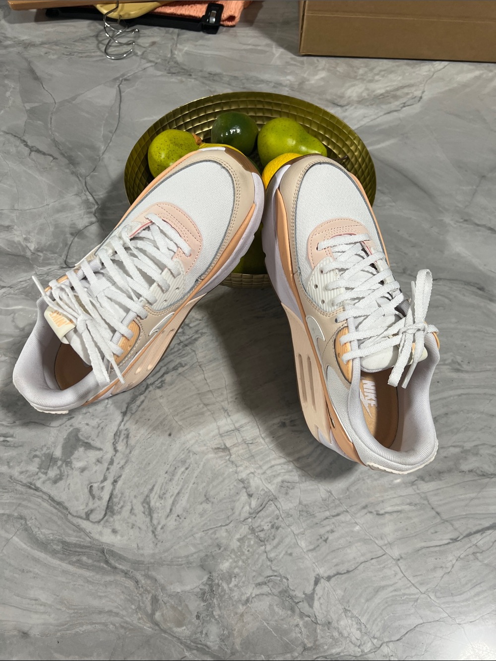 Nike Women’s Air Max Sneakers in White and Peach, Like new, worn once.